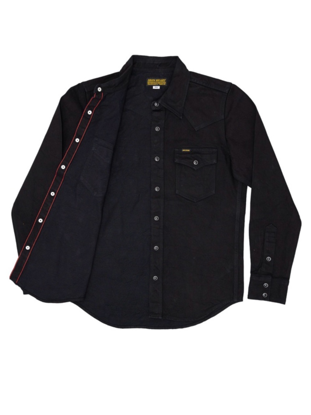 IRON HEART 13.5OZ DENIM WESTERN SHIRT - IHSH-396-BLK - BLACK jacket - Picture 7 of 14